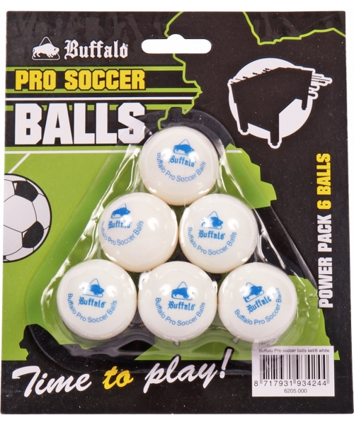 Game Table Accessories Buffalo: Stalo futbolo kamuoliukai Buffalo Pro, balti, 6 vnt.
