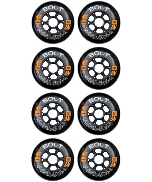 Spare Wheels for Skates K2: Atsarginiai ratukai riedučiams su guoliais K2 Bolt 90 mm – 8 vnt.