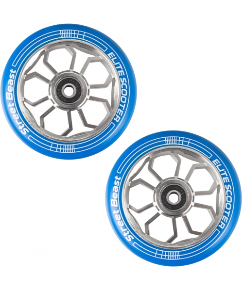 Spare Wheels for Scooters inSPORTline: Atsarginiai triukinio paspirtuko ratukai inSPORTline, 110mm, 2vnt., mėlyni-sidabriniai