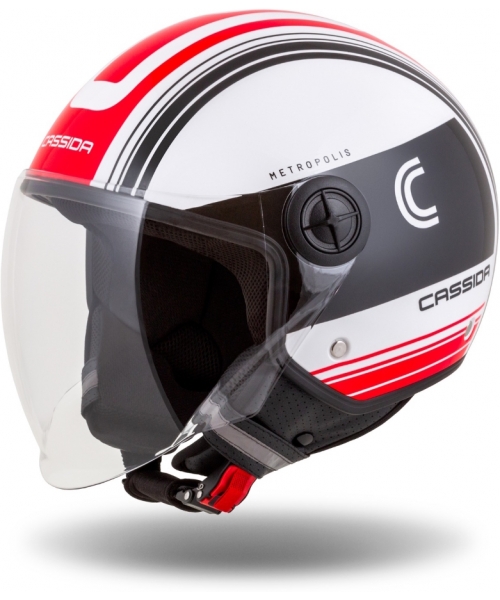Scooter Helmets Cassida: Motorcycle Helmet Cassida Handy Metropolis Black/White/Red