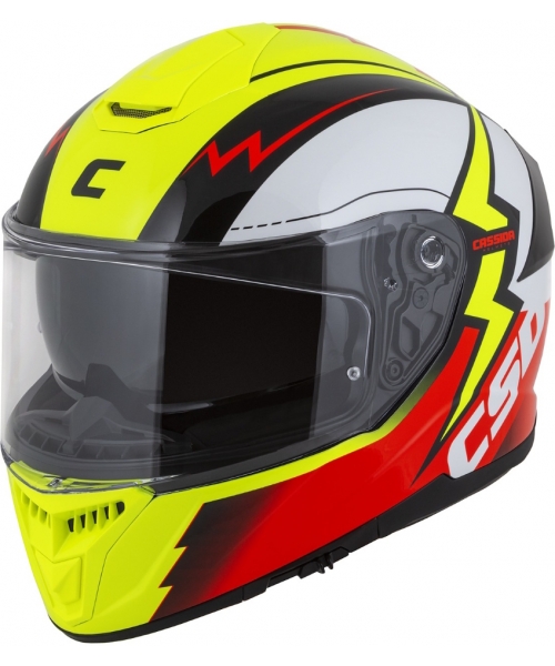 Full Face Helmets Cassida: Motorcycle Helmet Cassida Integral GT 2.1 Flash Fluo Yellow/Fluo Red/Black/White