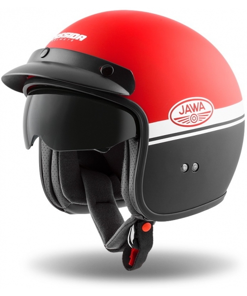 Open Face Helmets Cassida: Motorcycle Helmet Cassida Oxygen Jawa OHC 2023 Red Matte/ Black/White