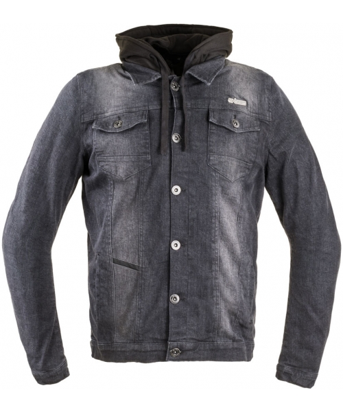 Men's Short Textile Jackets W-TEC: Men’s Summer Jeans Hooded Motorcycle Jacket W-TEC Kafec