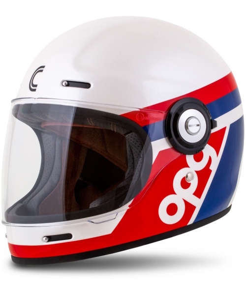 Full Face Helmets Cassida: Motorcycle Helmet Cassida Fibre OPG White/Blue/Red