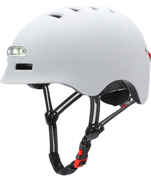 Gloves & Helmets & Accessories Beaster: Šalmas Beaster BS51BL, dydis M, baltas, su LED lemputėmis