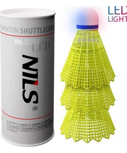 Badminton Shuttlecocks Nils: NBL6293 NYLON SHUTTLECOCKS LED MULTICOLOR PACK OF 3 NILS