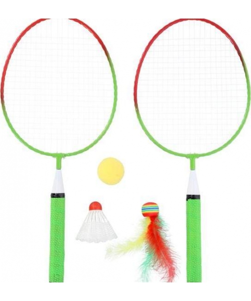 Badminton Sets Nils: NRZ051 STEEL / BADMINTON SET 2 ROCKETS + SHUTTLECOCKS + BALLS JUNIOR NILS