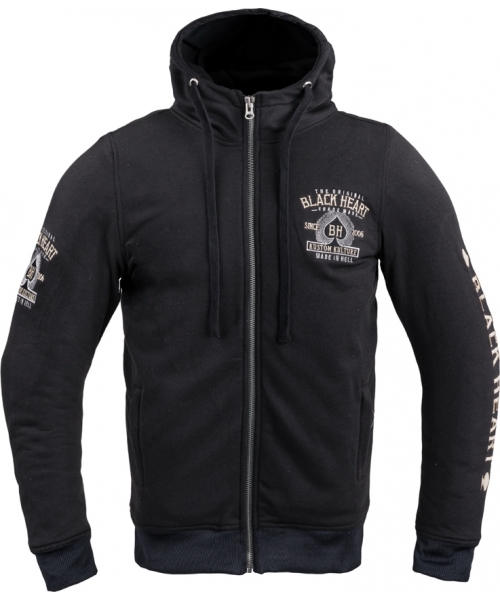Men's Short Textile Jackets W-TEC: Men’s Aramid Fiber-Reinforced Hoodie W-TEC Black Heart Kustom Kulture