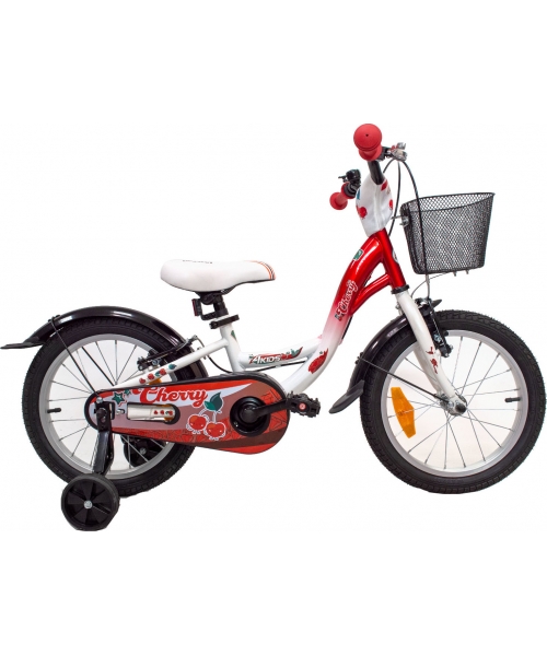 Laste- ja noortejalgrattad : Jalgratas 4KIDS Cherry 16", suurus 9.5"(24 cm), punane/valge