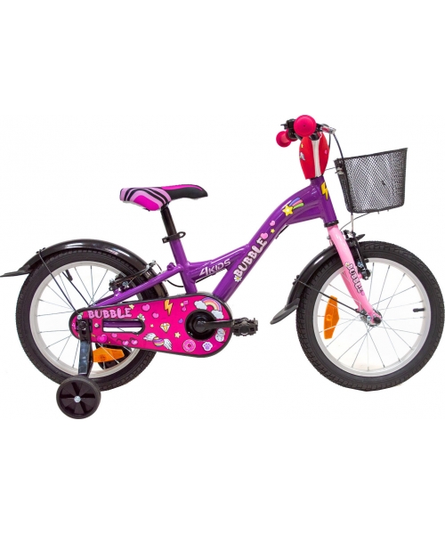 Laste- ja noortejalgrattad : Jalgratas 4KIDS Bubble 16", suurus 10" (25,5 cm), lilla