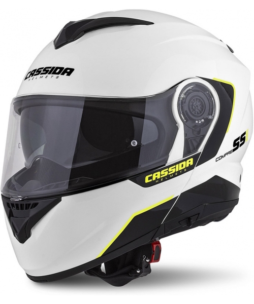 Modular Helmets Cassida: Motorcycle Helmet Cassida Compress 2.0 Refraction White/Black/Fluo Yellow P/J