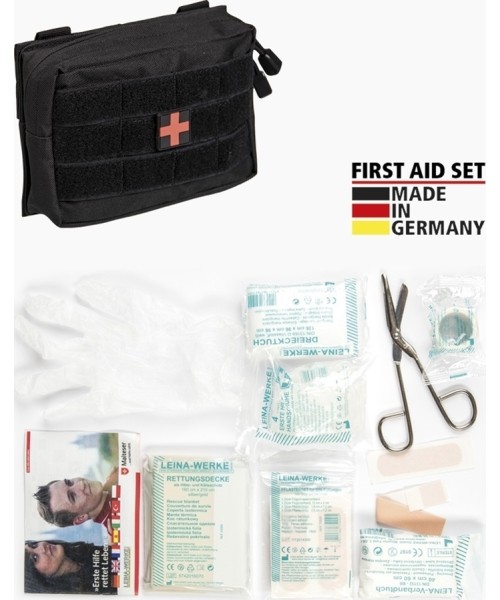 Telkimistarvikud MIL-TEC: BLACK SMALL 25-PIECE FIRST AID SET LEINA