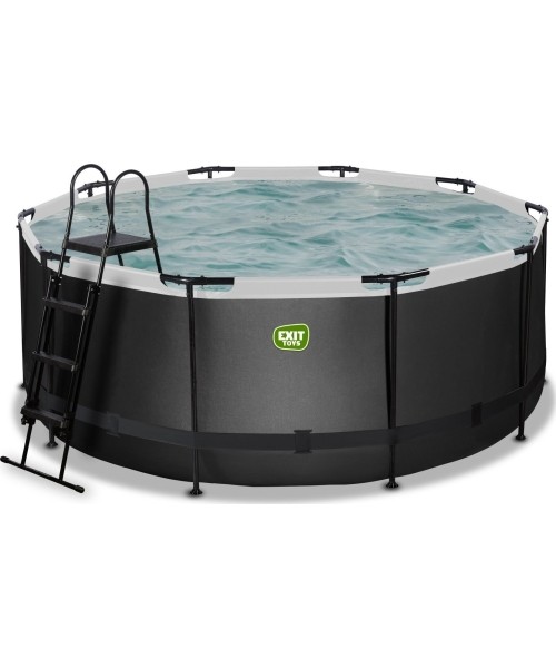 Above Ground Pools Exit: EXIT Black Leather pool ø360x122cm with sand filter pump - black