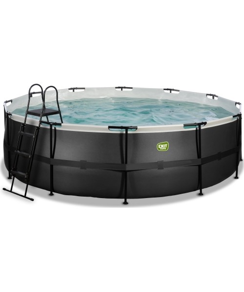 Above Ground Pools Exit: EXIT Black Leather pool ø488x122cm with filter pump - black