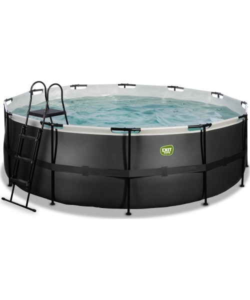 Above Ground Pools Exit: EXIT Black Leather pool ø427x122cm with sand filter pump - black