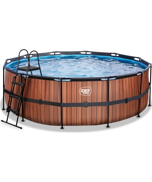 Maapealsed basseinid Exit: EXIT Wood pool ø427x122cm with sand filter pump - brown