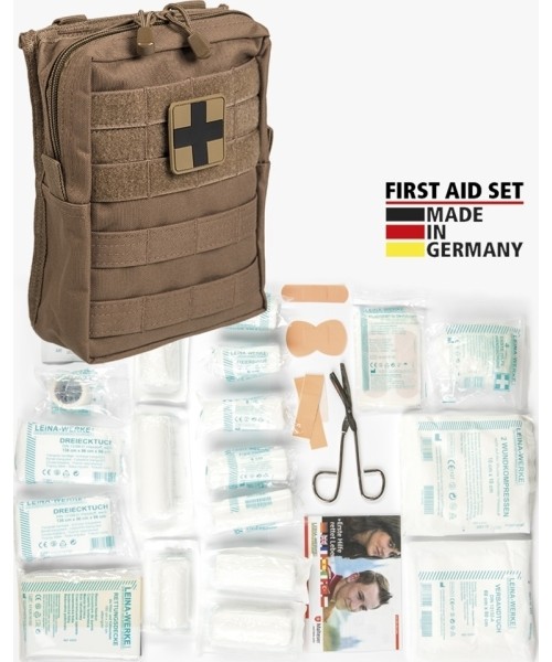 Telkimistarvikud MIL-TEC: DARK COYOTE LARGE 43-PIECE FIRST AID SET LEINA