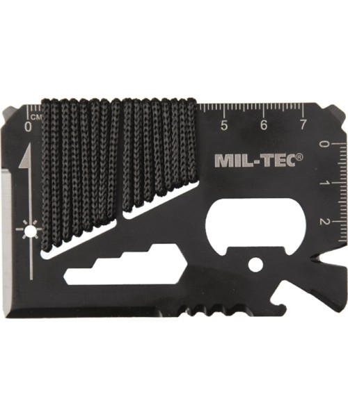 Multifunction Tools and Knives MIL-TEC: BLACK SURVIVAL TOOL CARD PARACORD WITH CASE