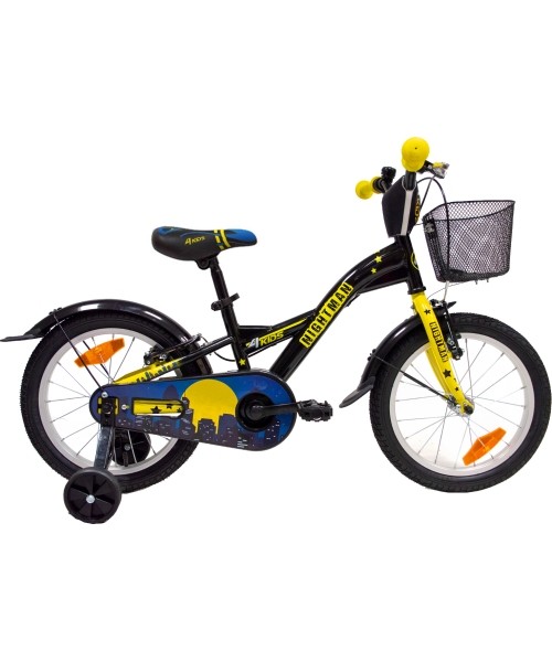 Laste- ja noortejalgrattad : Dviratis 4KIDS Nightman 16", dydis 10" (25.5 cm), juodas/mėlynas