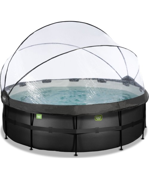 Maapealsed basseinid Exit: EXIT Black Leather pool ø427x122cm with sand filter pump and dome - black