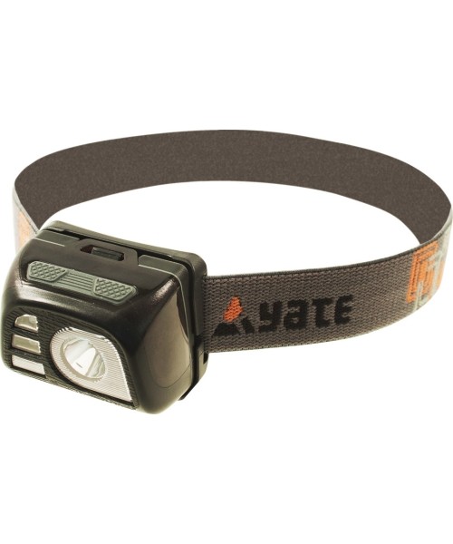 Headlamps Yate: Ant galvos tvirtinamas prožektorius Yate Vega Aku