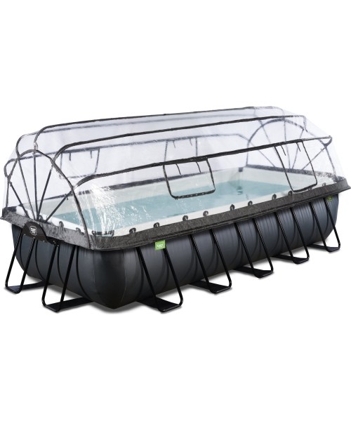 Above Ground Pools Exit: EXIT Black Leather pool 540x250x100cm with sand filter pump and dome - black