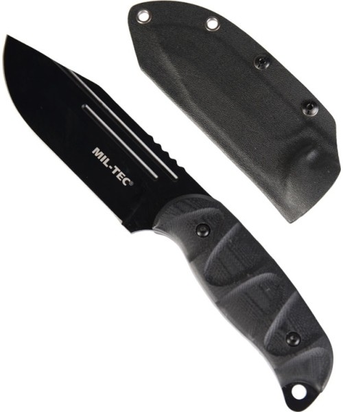 Hunting and Survival Knives MIL-TEC: BLACK COMBAT KNIFE G10 W. KYDEX® SCABBARD