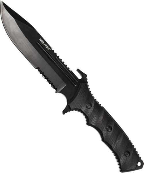 Hunting and Survival Knives MIL-TEC: BLACK G10 COMBAT KNIFE WITH NYLON SHEATH