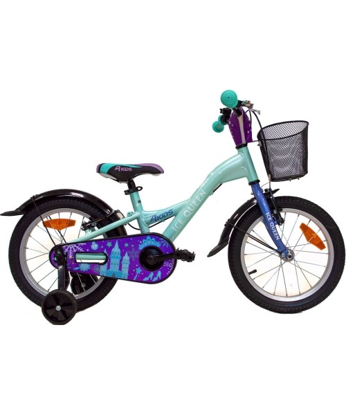 Laste- ja noortejalgrattad : Dviratis 4KIDS Ice Queen 16", dydis 10" (25.5 cm), žydras