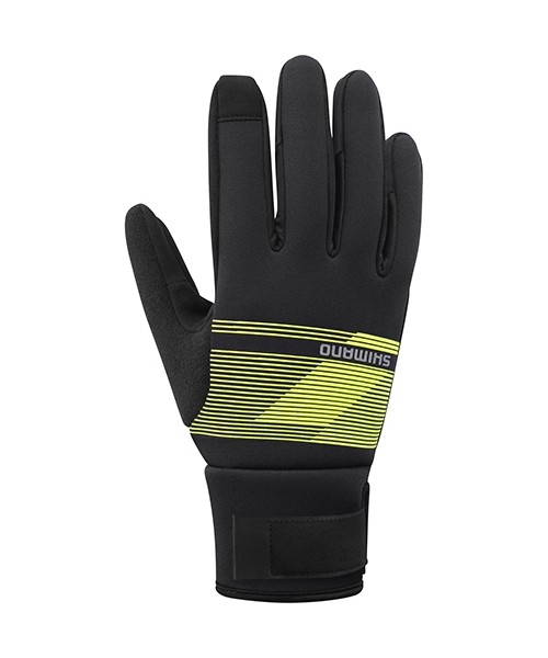 Gloves & Helmets & Accessories Shimano cycling: Termo dviratininko pirštinės Shimano Windbreak, dydis S, geltonos/juodos