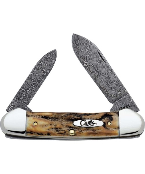 Multifunction Tools and Knives W.R. Case & Sons Cutlery Co.: Knife Case DAM Burnt Stag Damascus Canoe