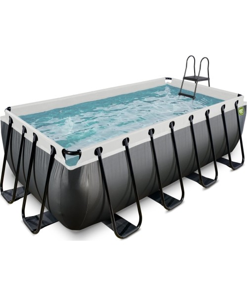 Above Ground Pools Exit: EXIT Black Leather pool 400x200x122cm with filter pump - black