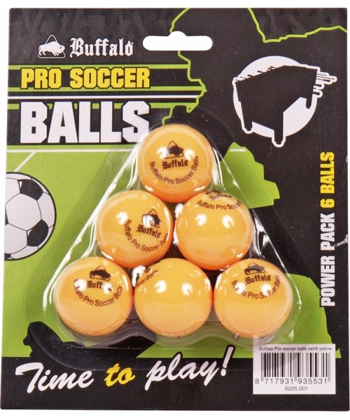 Game Table Accessories Buffalo: Stalo futbolo kamuoliukai Buffalo Pro, geltoni, 6 vnt.