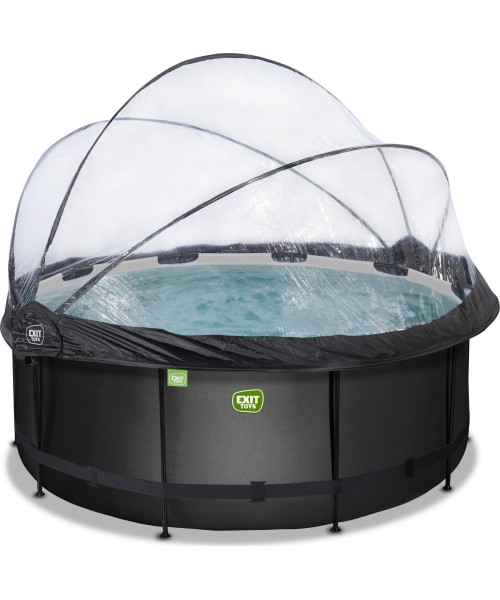 Maapealsed basseinid Exit: EXIT Black Leather pool ø360x122cm with sand filter pump and dome - black