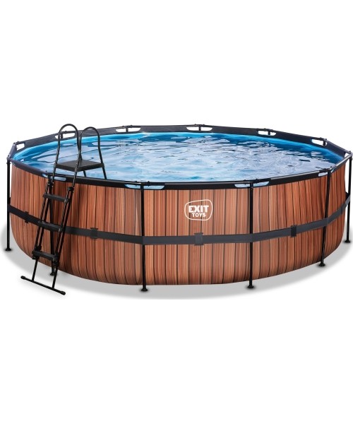 Maapealsed basseinid Exit: EXIT Wood pool ø488x122cm with sand filter pump - brown