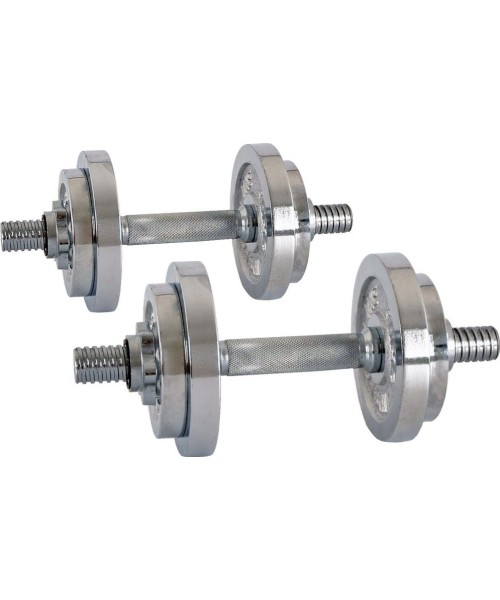 Adjustable Dumbbells inSPORTline: Keičiamo svorio chromuotų hantelių rinkinys inSPORTline 2x3–10kg