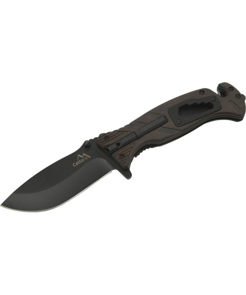 Hunting and Survival Knives Cattara: Sulankstomas peilis BLACK BLADE su apsauginiu užraktu 21,7cm