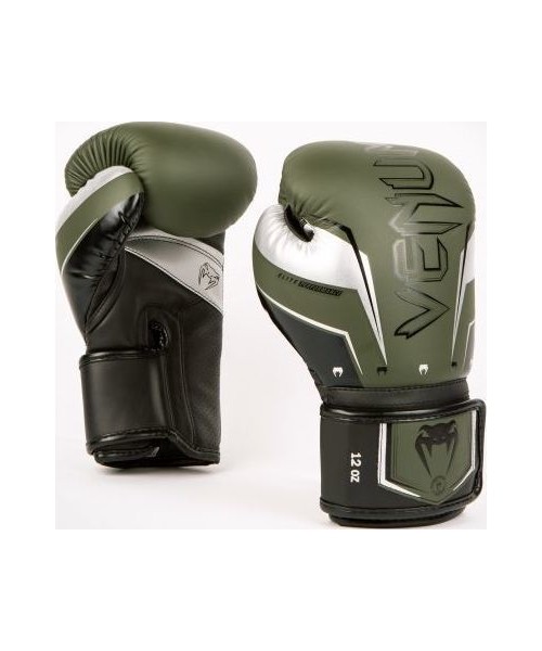 Boksikindad Venum: Venum Elite Evo Boxing Gloves - Khaki/Silver