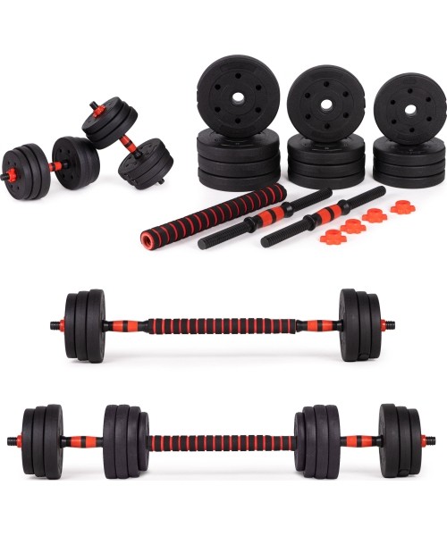 Dumbbells for Aerobics ModernHOME: Reguliuojami hanteliai 2 x 10 kg štangos rinkinys 20 kg štangos