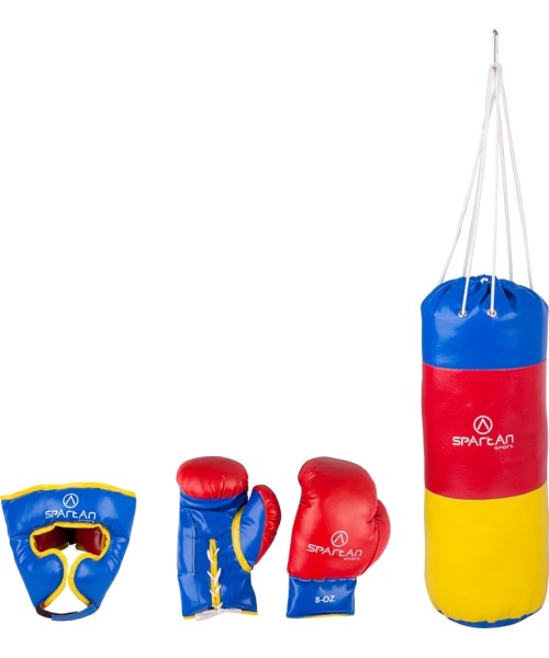 Punching Bags Spartan: Bokso maišas + galvos apsauga + pirštinės Spartan 1kg