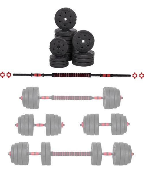 Adjustable Dumbbells inSPORTline: Cementu užpildytų keičiamo svorio hantelių-štangos komplektas inSPORTline CEMBAR 40kg