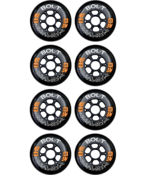 Spare Wheels for Skates K2: Atsarginiai ratukai riedučiams su guoliais K2 Bolt 90 mm – 8 vnt.