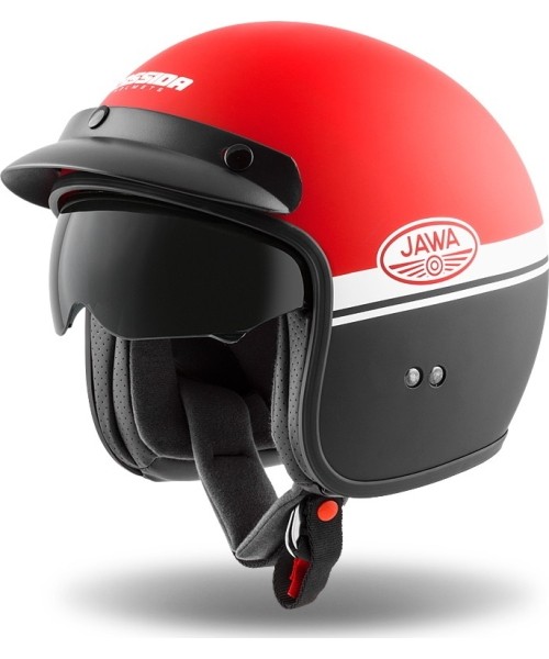 Avatud näoga kiivrid Cassida: Motorcycle Helmet Cassida Oxygen Jawa OHC 2023 Red Matte/ Black/White