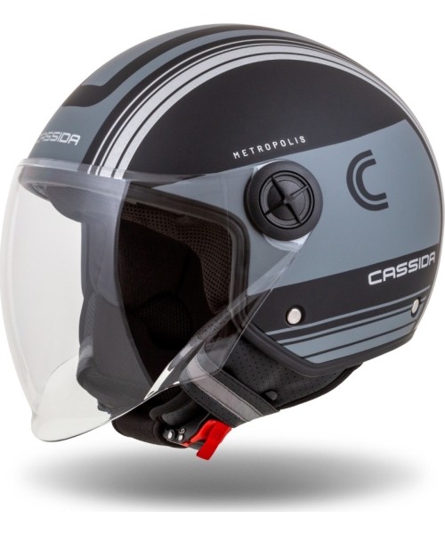 Scooter Helmets Cassida: Motociklininko šalmas Cassida Handy Metropolis Vision Matinis juodas/pilkas/šviesiai pilkas