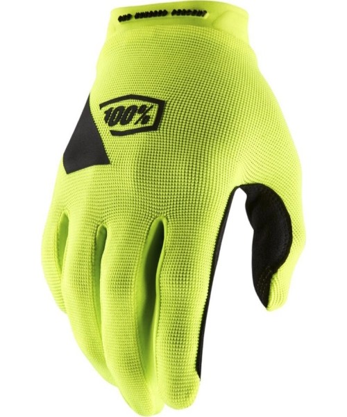 Men's Cycling Gloves 100%: Dviračių/Motokroso pirštinės 100% Ridecamp Fluo Yellow