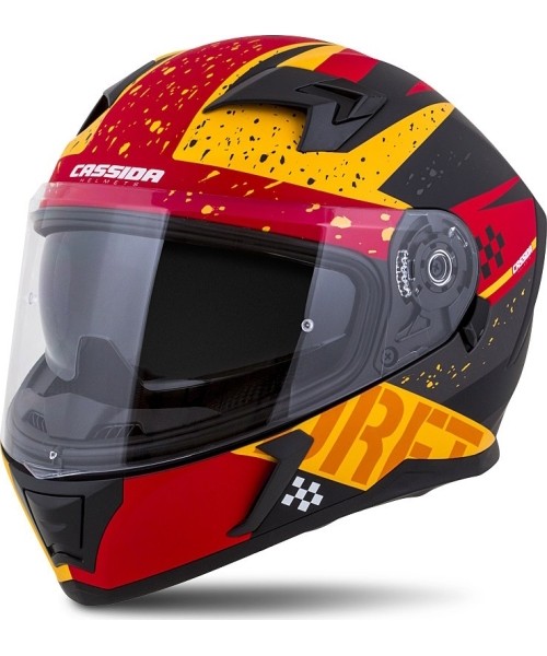 Full Face Helmets Cassida: Motociklininko šalmas Cassida Integral 3.0 DRFT Matinis oranžinis/juodai raudonas/juodas/baltas