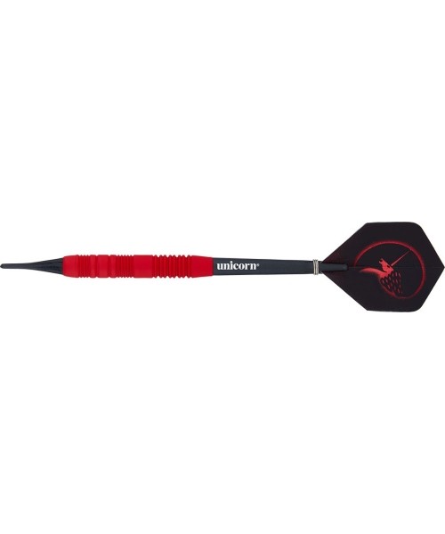 Darts Unicorn: Strėlės Unicorn Core Plus Rubberized Brass Red - 3 pakuotės