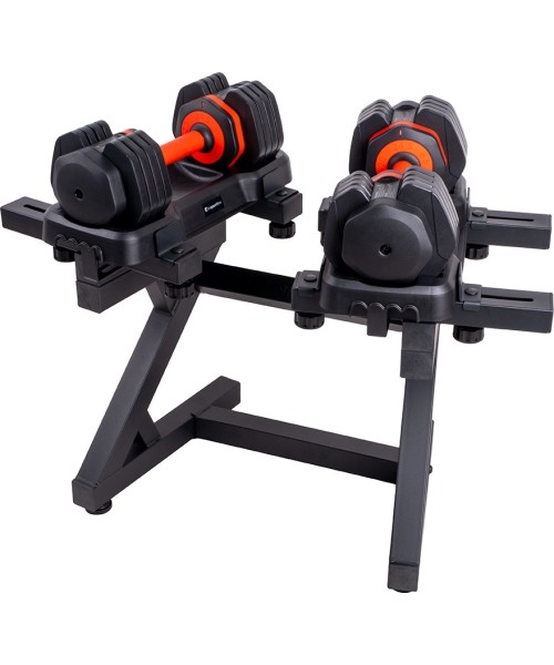 Adjustable Dumbbells inSPORTline: Adjustable Single-Handed Dumbbell Set inSPORTline DuraBell® 2 x 6.5 – 24.5 kg w/ Rack