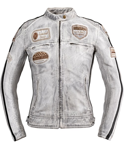 W-TEC: Moteriškas odinis moto švarkas W-TEC Sheawen Lady White New