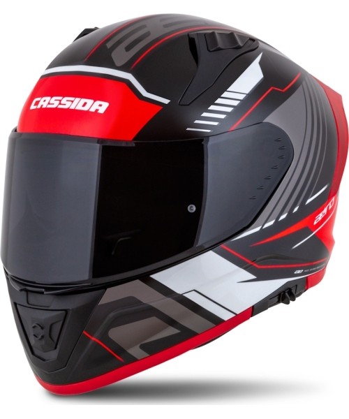 Täieliku näoga kiivrid Cassida: Motociklininko šalmas Cassida Aero Drome Black Pearl/Red/White/Gray